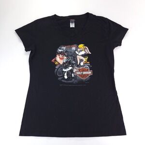 Harley Davidson Shirt Womens XXL Looney Tunes Collab Rally Girls OKC Back Hit